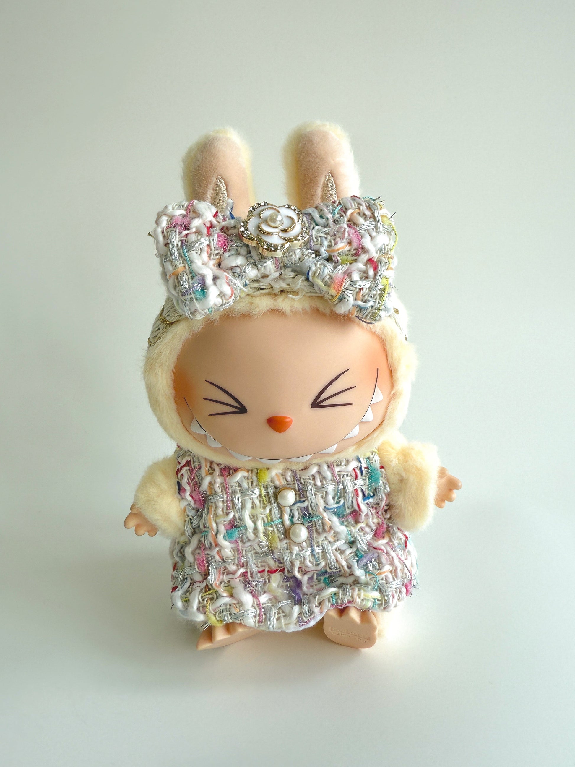 Labubu Winter White Tweed Dress & Bow Set - Coco Inspired