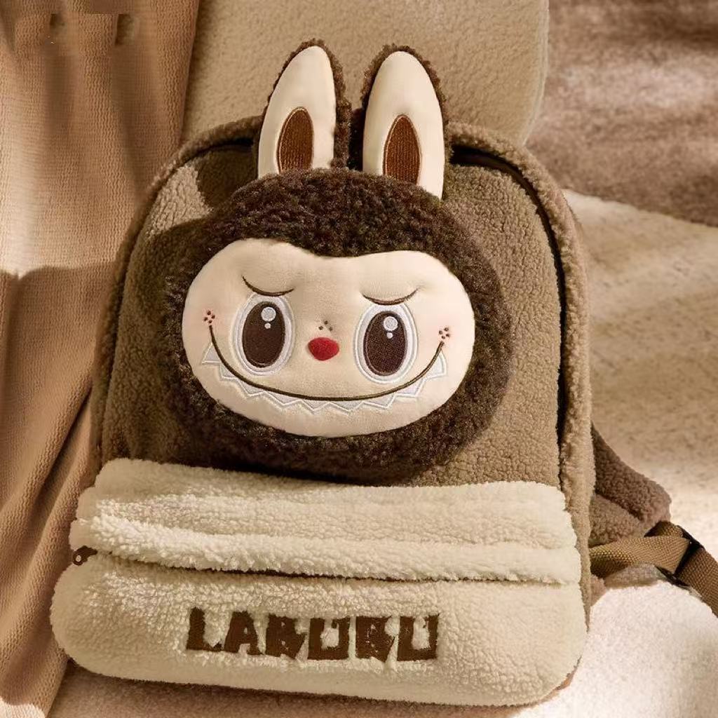 Classic Bag Series-LABUBU Berber Fleece Backpack (Brown)
