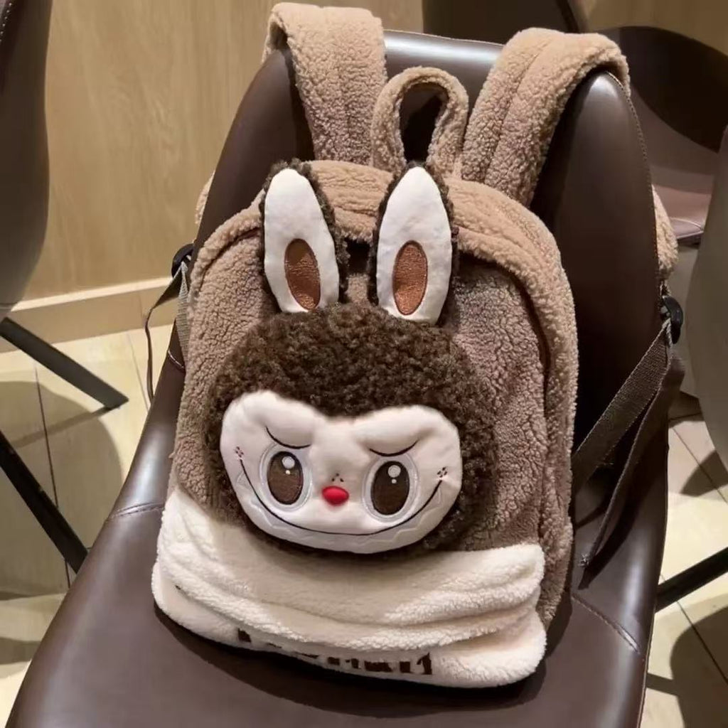 Classic Bag Series-LABUBU Berber Fleece Backpack (Brown)