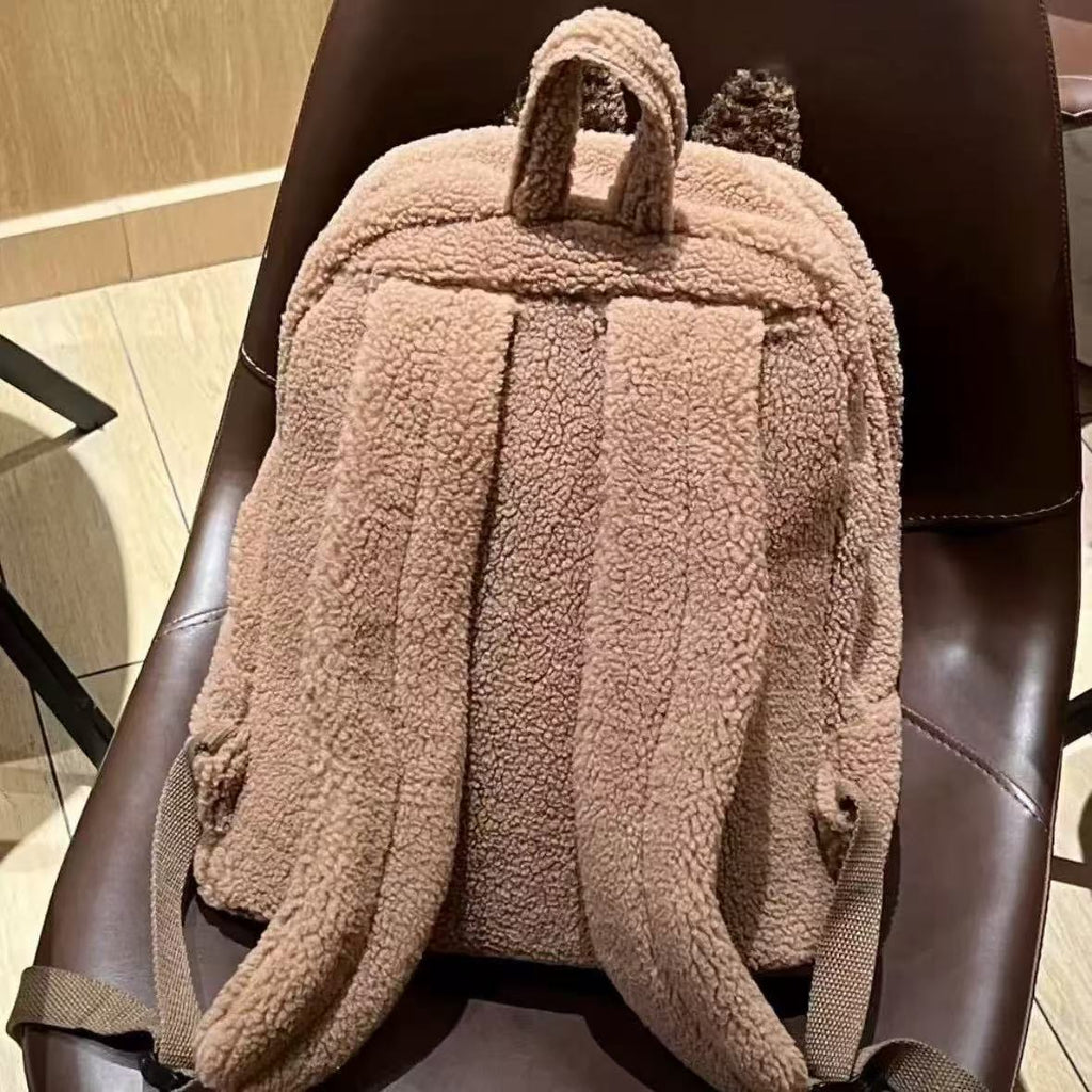 Classic Bag Series-LABUBU Berber Fleece Backpack (Brown)