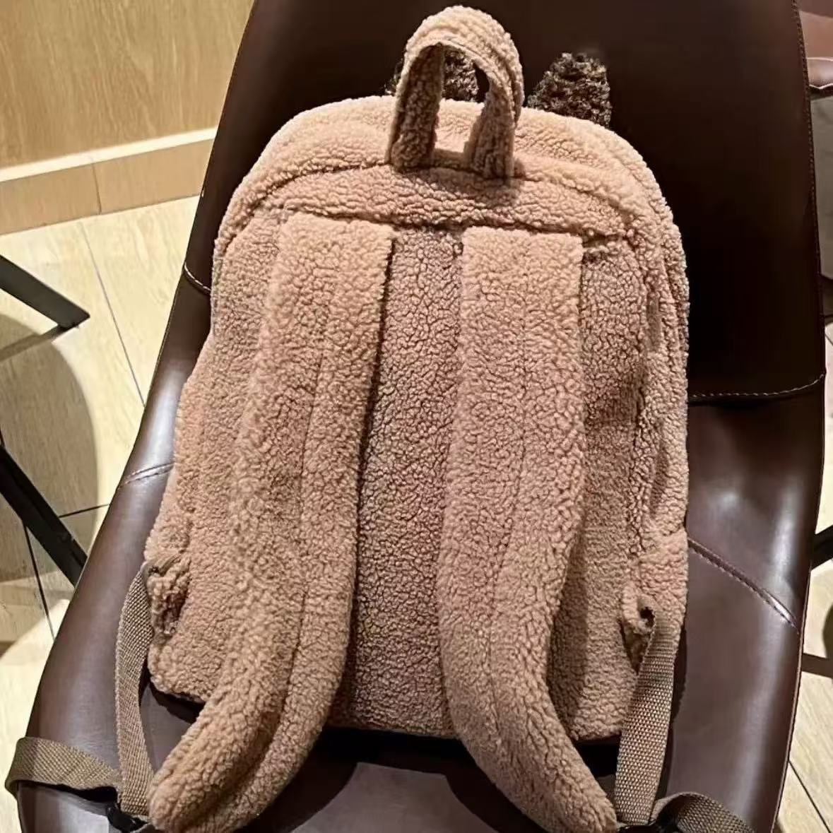 Classic Bag Series-LABUBU Berber Fleece Backpack (Brown)