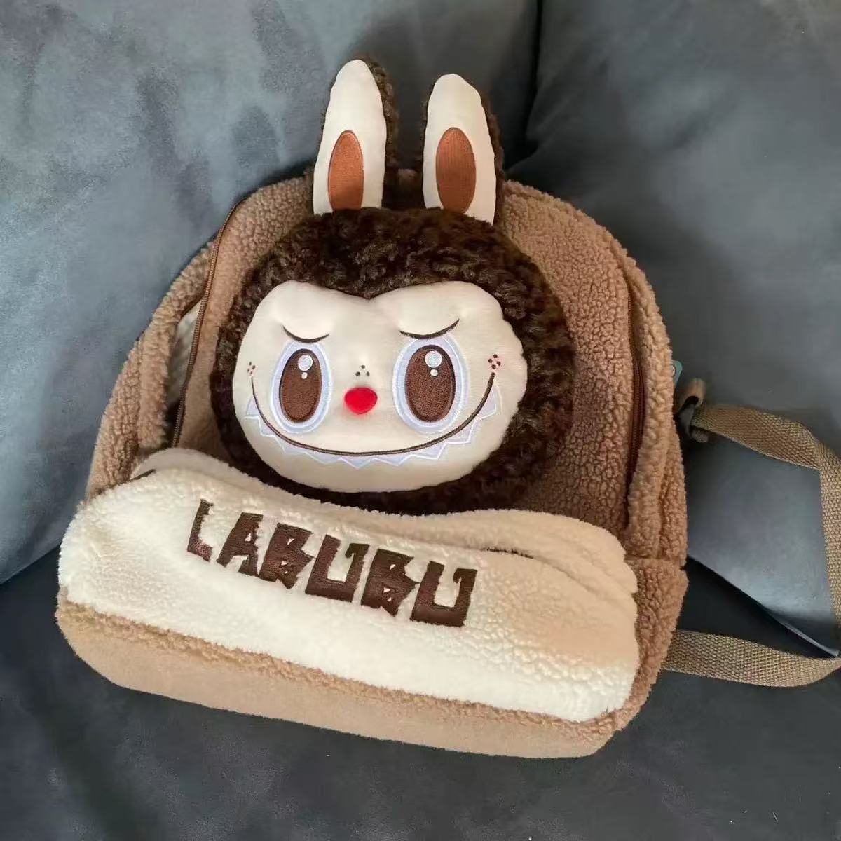 Classic Bag Series-LABUBU Berber Fleece Backpack (Brown)