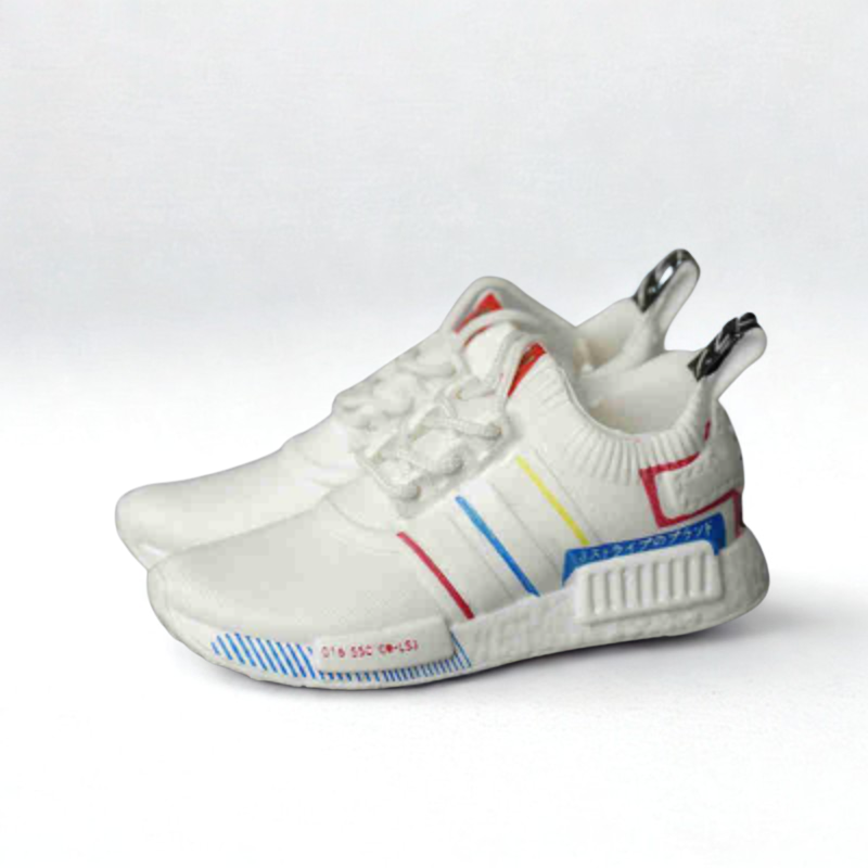 Labubu Streetwear Sneakers - White Knit Runner with Multicolor Accents