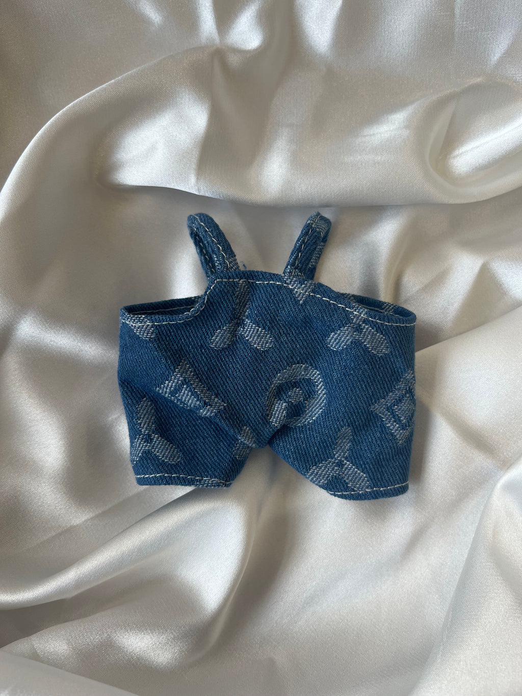 Labubu Blue Monogram Denim Set - Overalls & Bucket Hat