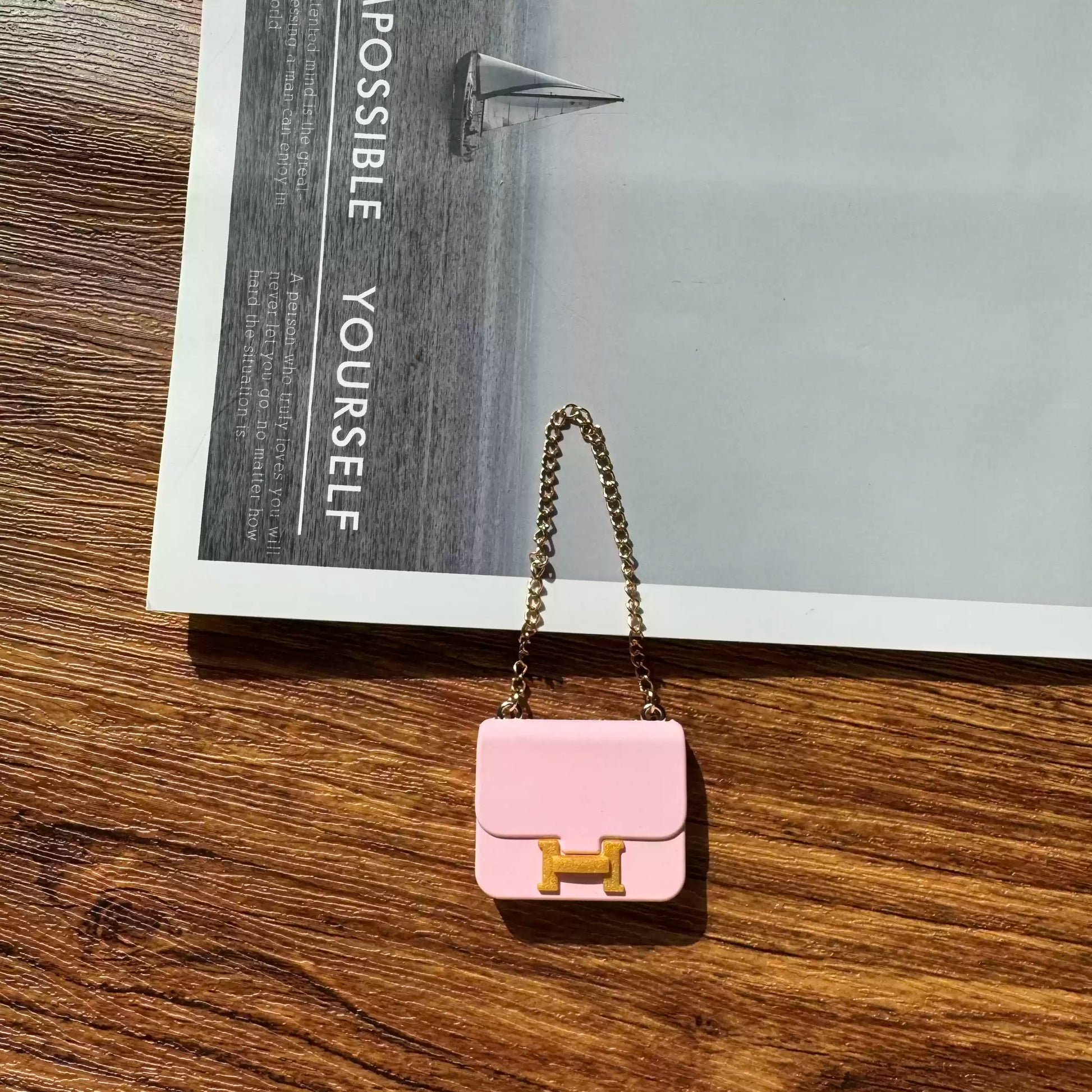 Labubu Mini Flap Bag - Pink with Gold Accent