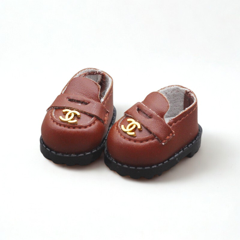 Labubu Designer Loafers - Brown with Gold Emblem