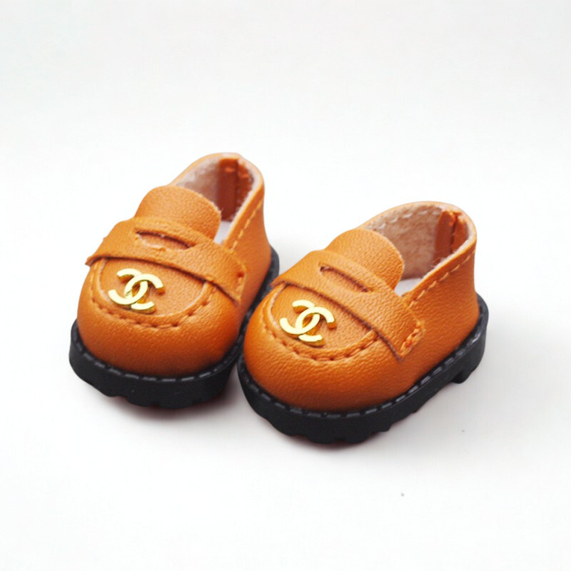 Labubu Designer Loafers - Light Brown with Gold Emblem