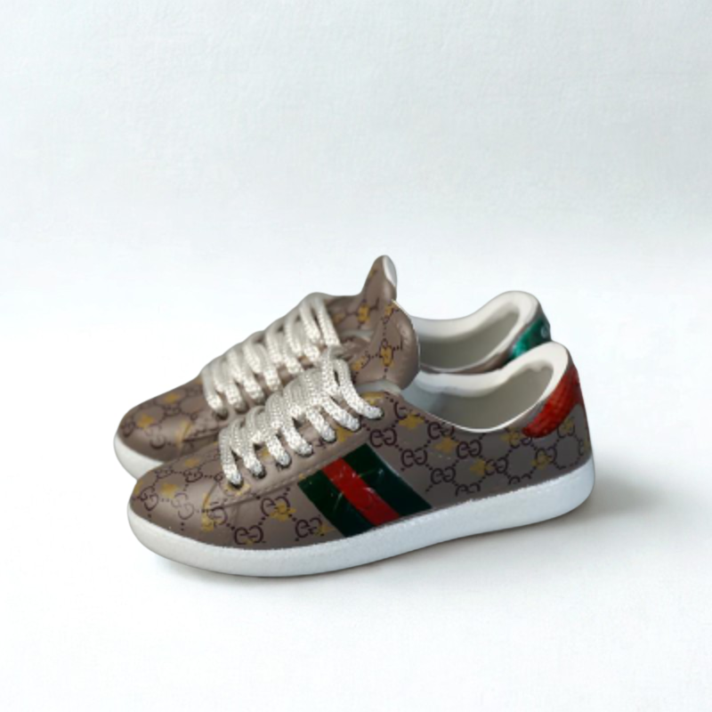 Labubu Designer Sneakers - Monogram with Green-Red Stripe